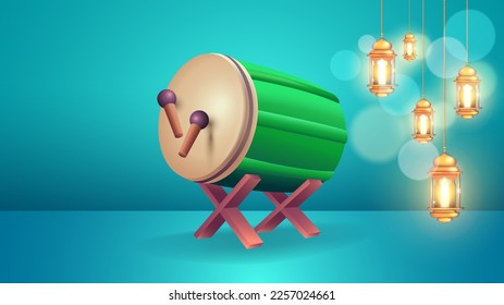 Islamic holiday themed drums are equipped with lanterns