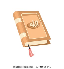 Islamic Holy Book with Arabic Calligraphy and Bookmark. Islamic Religious Book. Traditional Islamic Scripture. Holy Quran with Decorative Cover