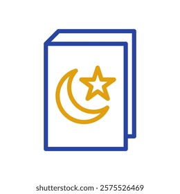 Islamic Holy Book Icon with Star and Moon