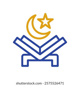 Islamic Holy Book Symbol with Star Moon