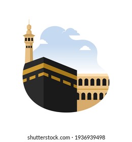 Islamic Holy City Mecca Kaaba Building Concept Illustration, Happy Eid al adha creative design islamic celebration for print, card, poster, banner etc