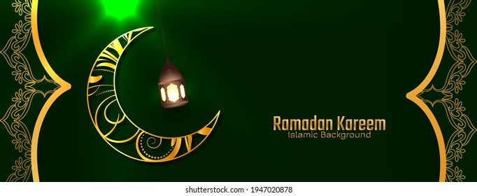 Islamic holy month Ramadan Kareem festival celebration banner vector