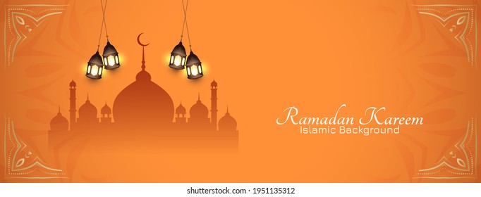 Islamic holy month Ramadan Kareem festival celebration banner vector