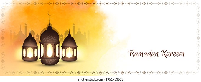 Islamic holy month Ramadan Kareem festival celebration banner vector