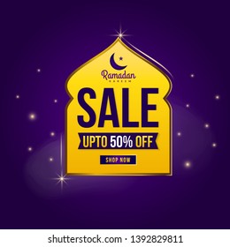 Islamic Holy Month, Ramadan Sale vertical banner background, Eid Mubarak big sale - Vector