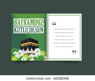 Islamic Holy Month Theme Vector Design, Greeting Card Background - "Bayraminiz Kutlu Olsun" Turkish, "Happy Ramadan Day" at English
