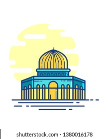 Islamic holy mosque icon landmark, al-quds, al-haram and nabawi.