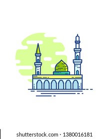 Islamic holy mosque icon landmark, al-quds, al-haram and nabawi.