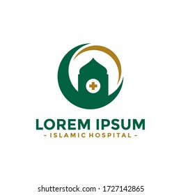 Islamic Hospital Logo Vector. Islamic Medical Care Logo Design Template.