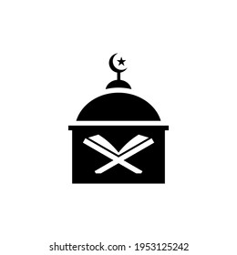Das islamische Symbol. Buch der heiligen Schrift Koran Symbol mit Moschee Kuppelschmuck.