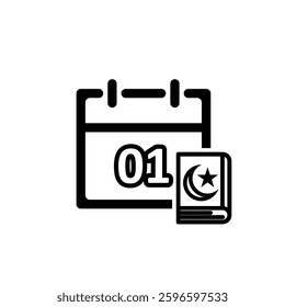 Islamic icon. Islamic calendar vector. for the time and date in the holy month. events, iftar together, recitation time, sahur. Line design style