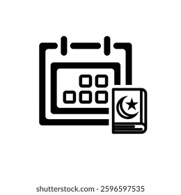 Islamic icon. Islamic calendar vector. for the time and date in the holy month. events, iftar together, recitation time, sahur. Line design style