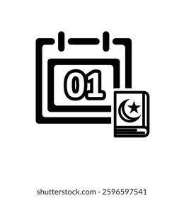 Islamic icon. Islamic calendar vector. for the time and date in the holy month. events, iftar together, recitation time, sahur. Line design style
