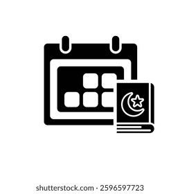 Islamic icon. Islamic calendar vector. for the time and date in the holy month. events, iftar together, recitation time, sahur. Solid design style