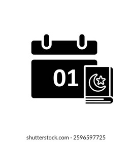 Islamic icon. Islamic calendar vector. for the time and date in the holy month. events, iftar together, recitation time, sahur. Solid design style