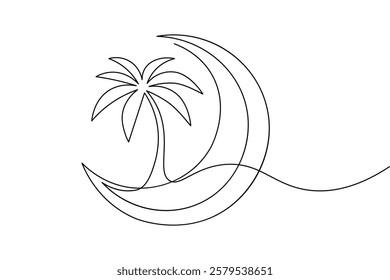 Islamic icon continuous one line drawing and minimalist style isolate outline vector illustration