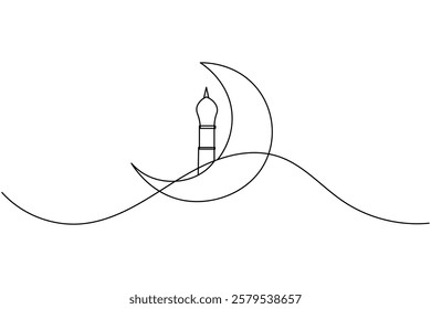 Islamic icon continuous one line drawing and minimalist style isolate outline vector illustration