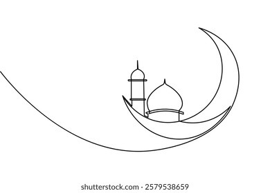 Islamic icon continuous one line drawing and minimalist style isolate outline vector illustration