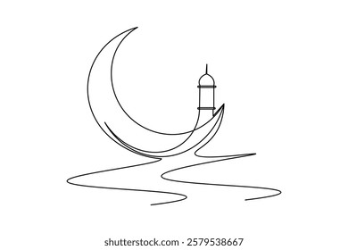 Islamic icon continuous one line drawing and minimalist style isolate outline vector illustration