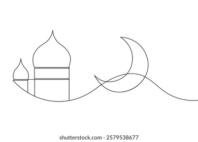 Islamic icon continuous one line drawing and minimalist style isolate outline vector illustration