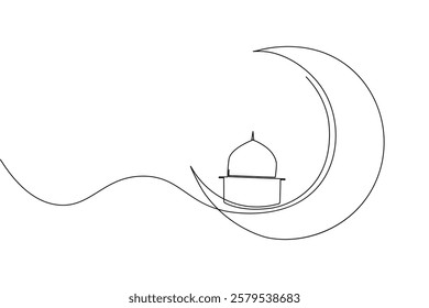 Islamic icon continuous one line drawing and minimalist style isolate outline vector illustration