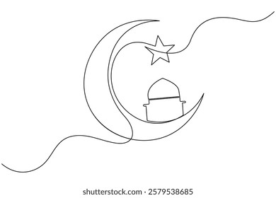 Islamic icon continuous one line drawing and minimalist style isolate outline vector illustration