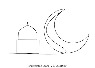 Islamic icon continuous one line drawing and minimalist style isolate outline vector illustration