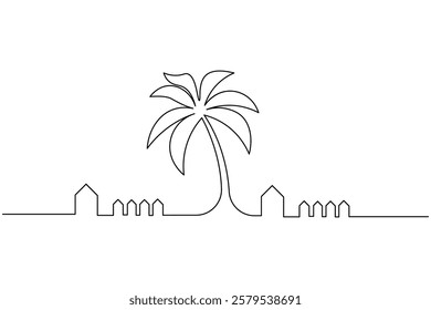 Islamic icon continuous one line drawing and minimalist style isolate outline vector illustration