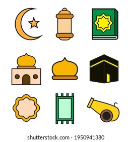 Islamic icon design with line art style. designs for ramadan.