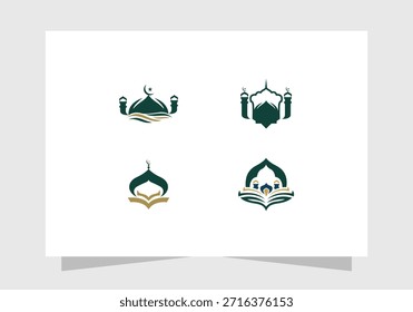 Coleção de Logotipos de Ícones Islâmicos , Logotipo Moderno de Mesquita Islâmica, Lua Crescente e desenho de vetores de Estrela	