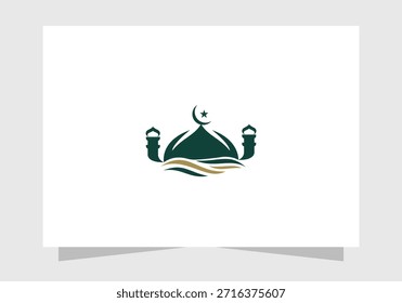 Logotipo islámico del icono, logotipo moderno de la mezquita islámica, luna creciente y diseño del Vector de la estrella