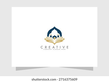 Logotipo islámico del icono, logotipo moderno de la mezquita islámica, luna creciente y diseño del Vector de la estrella