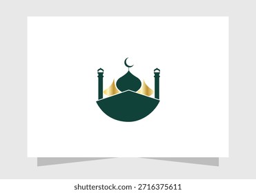 Logotipo islámico del icono, logotipo moderno de la mezquita islámica, luna creciente y diseño del Vector de la estrella