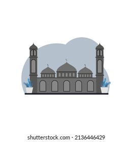 Islamic icon Mosque Illustration In Gray Flat Color