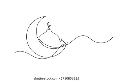 Vetor de contorno de ícone islâmico criado em estilo de desenho minimalista de uma linha contínua para design moderno