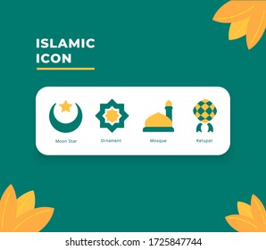 islamic icon set collection package with dual colors modern flat style vector illustration for id mubarak vector