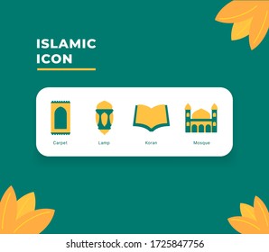 islamic icon set collection package with dual colors modern flat style vector illustration for ramadan kareem vector