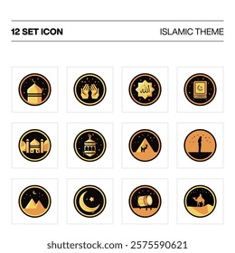 Islamic icon set illustration design with ramadan theme, Islamic Ramadan icons