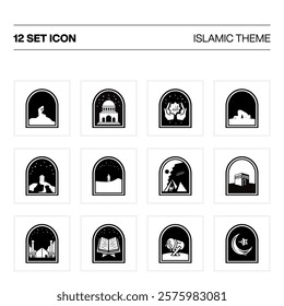 Islamic icon set illustration design with ramadan theme, Islamic Ramadan icons