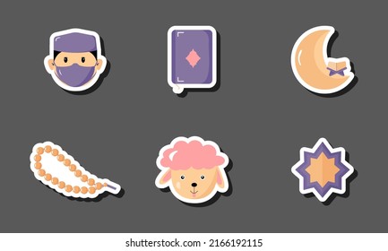 Diseño de la colección de etiquetas de iconos islámicos