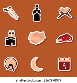 Diseño de conjunto de etiquetas de iconos islámicos