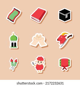 Diseño de conjunto de etiquetas de iconos islámicos
