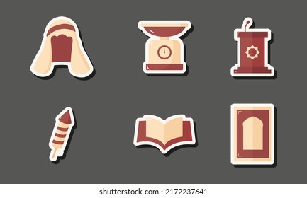 Diseño de conjunto de etiquetas de iconos islámicos