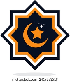 Islamic icon suitable Ramadan Kareem, Eid Al Fitr, Eid Al Adha element symbol. Ramadan mubarak moslem sign vector illustration design background
