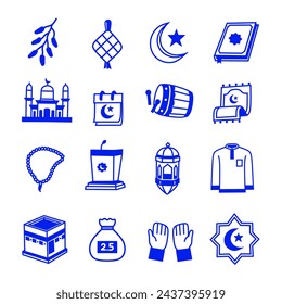islamic icon with thin line style, use for islamic event or pictogram assets, ramadhan kareem, ied mubarak. Islamic Line Art Icons Set. Ramadan Kareem Line Vector Icons.