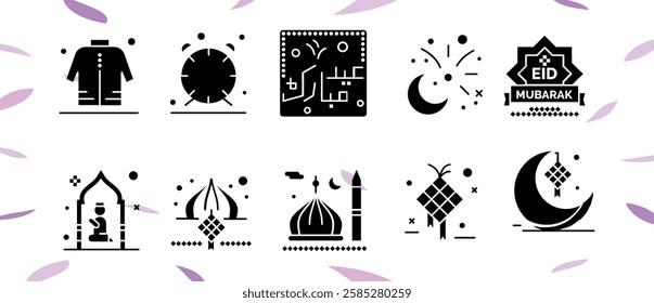 Islamic icon with thin line style, use for Islamic event or pictogram assets, Ramadan Kareem, Eid Mubarak. Islamic Line Art Icons Set. Ramadan Kareem Line Vector Icons.