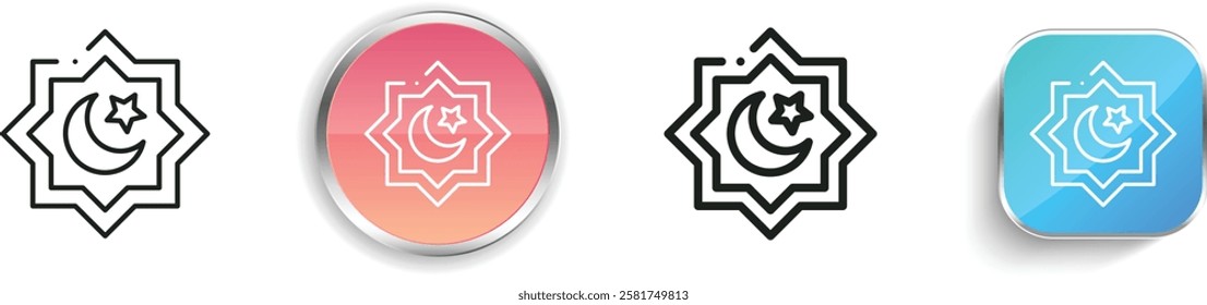 islamic icon. Thin Linear, Regular and Button Style Design Isolated On White Background