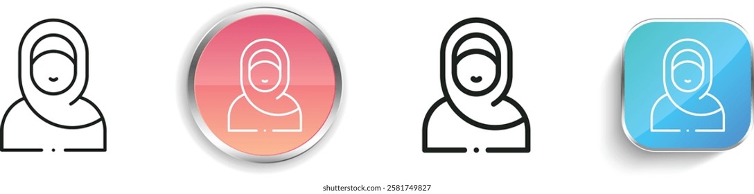 islamic icon. Thin Linear, Regular and Button Style Design Isolated On White Background