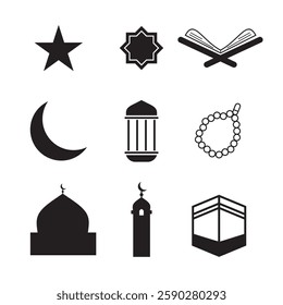 islamic icon , use for islamic event or pictogram assets, ramadhan kareem, ied mubarak. Islamic Icons Set. Ramadan Kareem Vector Icons.