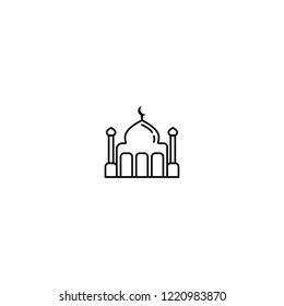 Islamic icon. Vector mosque. Prayer time. Muslim design. Religion building sign. 